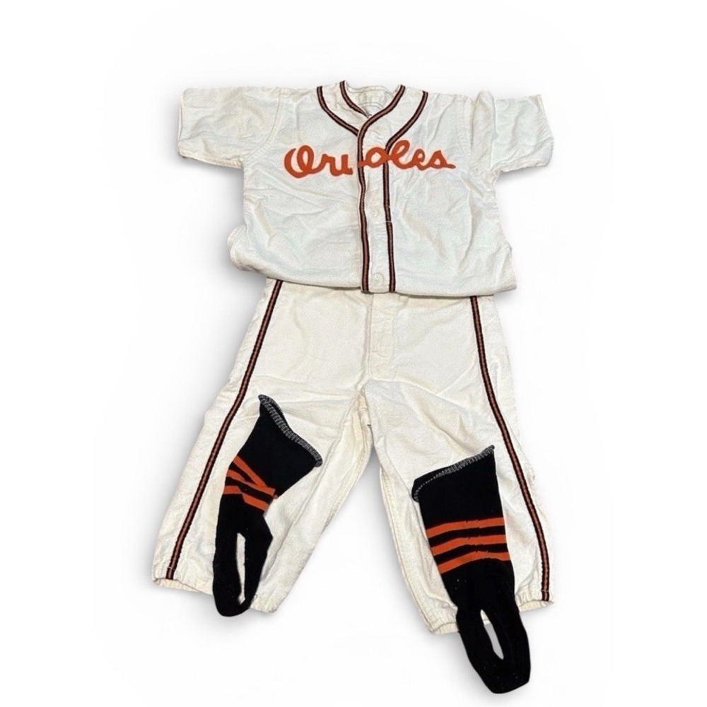 Vintage Rare POST Orioles Youth Baseball Uniform Set Boys Medium Jersey Pants